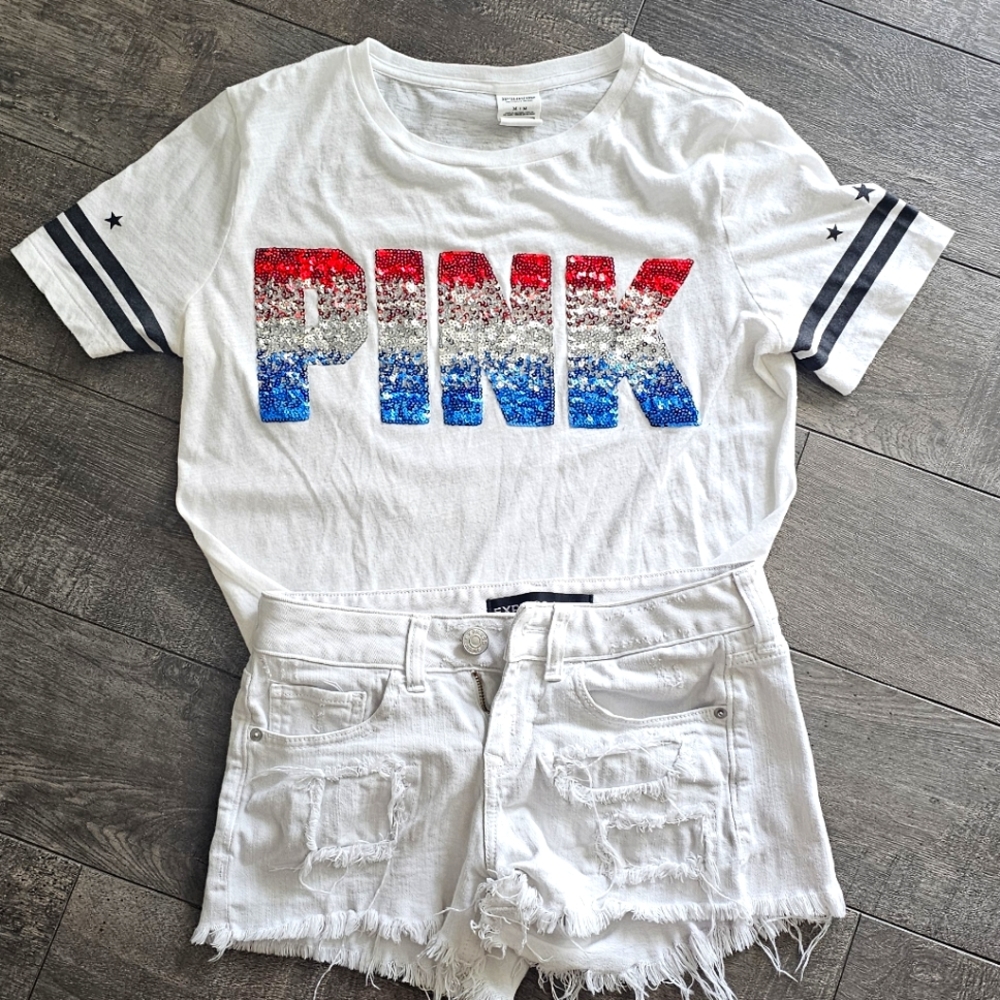 Great Bundle.  PINK Victoria's Secret Tee and EXPRESS Jean Shorts.
